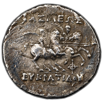 SOLD Ancient Greece Bactria Eukratides I 170-145 BC AR Tetradrachm Silver Coin Bioearachchi-1B