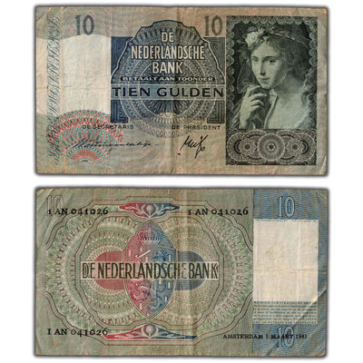 Netherlands 1941 10 Ten Gulden Note P #56