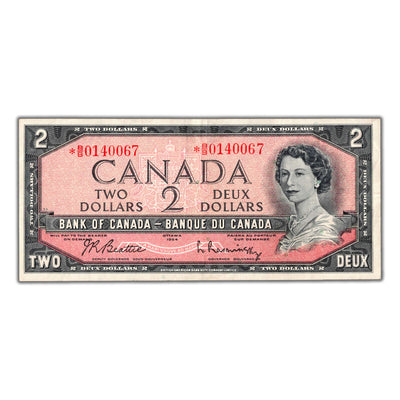 SOLD $2 1954 Bank of Canada Note *B/B Replacement Prefix BC-38bA
