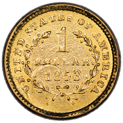 SOLD United States 1853 $1 One Dollar Gold Coin - Cleaned