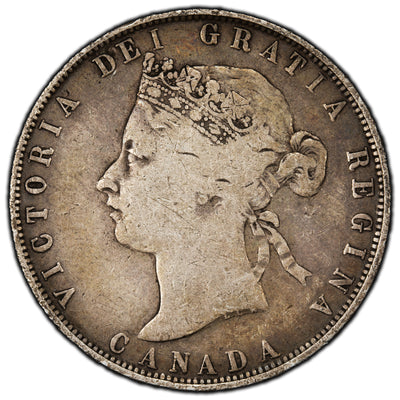 SOLD Canada 1872-H 50 Cents Half Dollar Silver Coin - VG/F
