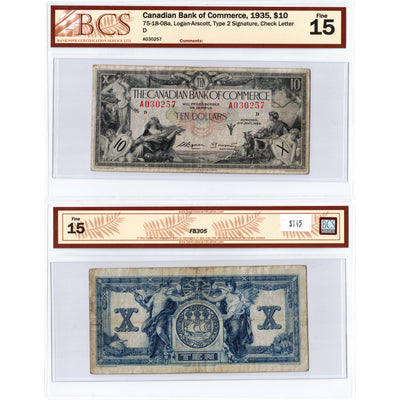 $10 1935 Canadian Bank of Commerce Canada Chartered Note #75-18-08a - BCS F-15