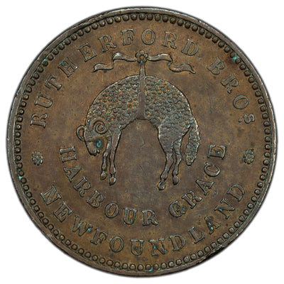 SOLD Canada Newfoundland 1846 Rutherford Halfpenny Token NF-1C1 - Extra Fine