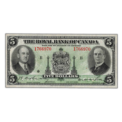 SOLD $5 1935 The Royal Bank of Canada Chartered Note CH #630-18-02a - VF+