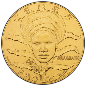 SOLD Rome FAO Ca. 1975 Julia Ojiambo Medal 63mm
