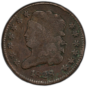 SOLD United States 1828 13 Stars 1/2 Half Cent Coin - Light Corrosion