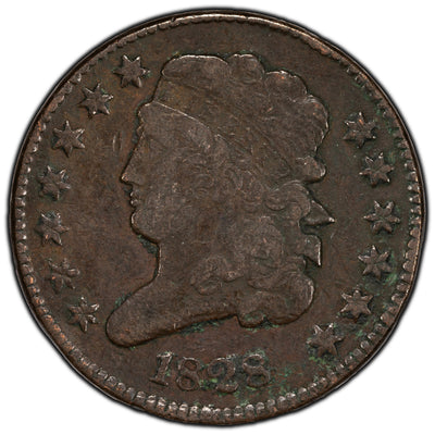 SOLD United States 1828 13 Stars 1/2 Half Cent Coin - Light Corrosion