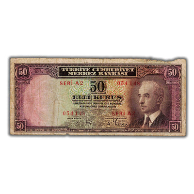 SOLD Turkey 1930 50 Fifty Kurus Note P #133