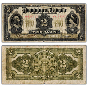 SOLD $2 1914 Dominion of Canada Note No Seal Series M DC-22c