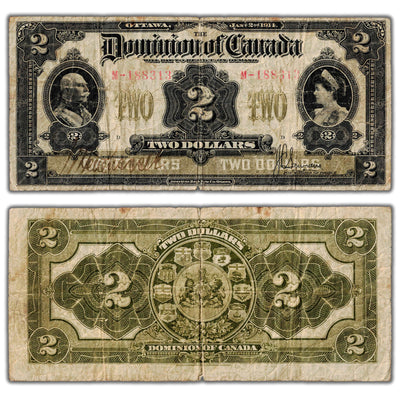 SOLD $2 1914 Dominion of Canada Note No Seal Series M DC-22c