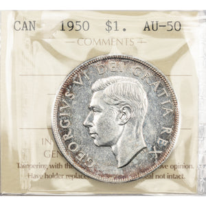 SOLD Canada 1950 $1 Silver Dollar Coin - ICCS AU-50