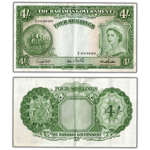 SOLD Bahamas 1936 (1953) 4 Four Shillings Note P #13c - Crisp VF/EF