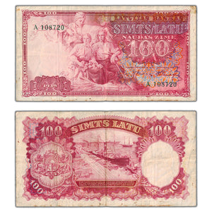 SOLD Latvia 1939 100 Latu Note P #22a - Edge Staining