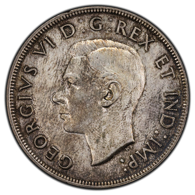SOLD Canada 1947 Pointed 7 4xHP $1 Silver Dollar Coin - Old Cleaning