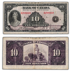 SOLD $10 1935 Bank of Canada Note English Text BC-7 - Rough Top