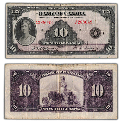SOLD $10 1935 Bank of Canada Note English Text BC-7 - Rough Top