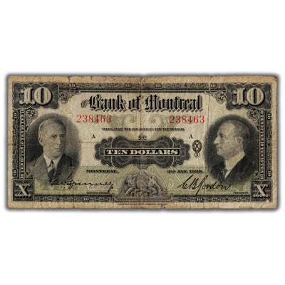 SOLD $10 1938 Bank of Montreal Canada Chartered Note CH #505-62-04