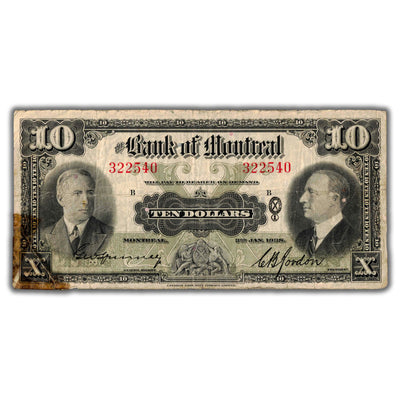 $10 1938 Bank of Montreal Chartered Note CH #505-62-04 - Tape Repaired Corner