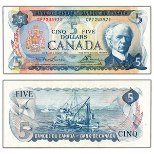 SOLD $5 1972 Bank of Canada Note Lawson-Bouey CP Short Run Prefix BC-48b - EF