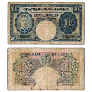 SOLD Jamaica 1939 10 Ten Shillings Note P #38a - Circulated