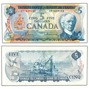 SOLD $5 1972 Bank of Canada Note Bouey-Rasminsky CP Short Run Prefix BC-48a - Ch UNC