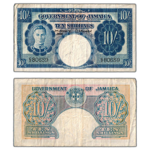 SOLD Jamaica 1939 10 Ten Shillings Note P #38a - Circulated