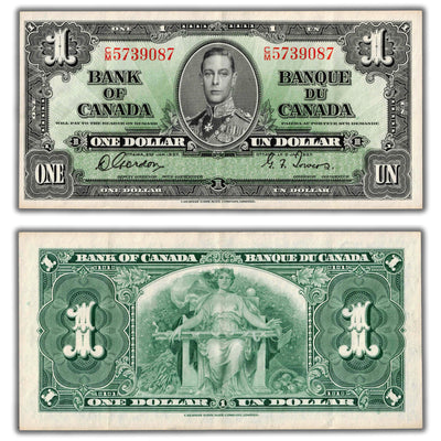 $1 1937 Bank of Canada Note Gordon-Towers C/M Prefix BC-21c - EF