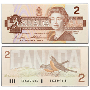 SOLD $2 1986 Bank of Canada Note EBX Replacement BC-55cA-i - Choice UNC