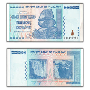 SOLD Zimbabwe 2008 100 One Hundred Trillion Dollar Note P #91 - AU/UNC