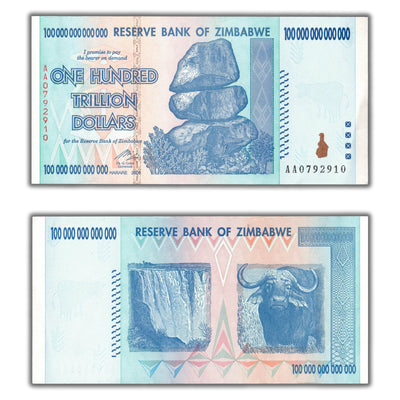 SOLD Zimbabwe 2008 100 One Hundred Trillion Dollar Note P #91 - AU/UNC