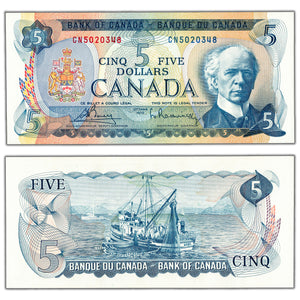 SOLD $5 1972 Bank of Canada Note Bouey-Rasminsky CN Prefix BC-48a - Ch UNC