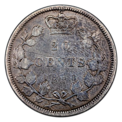 Canada 1858 20 Cents Silver Coin One Year Type! - Obverse Delamination