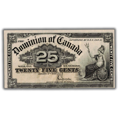 25 Cents 1900 Dominion of Canada Shinplaster Note Saunders DC-15c - Nice EF