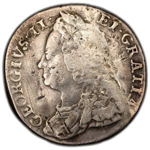 SOLD Great Britain 1750 Shilling Silver Coin SP #3704 - Damaged / Bent