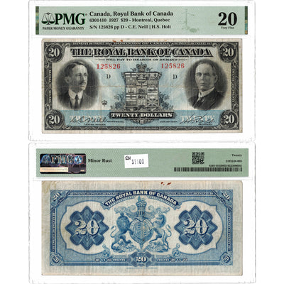 $20 1927 Royal Bank of Canada Chartered Note #630-14-10 - PMG VF-20
