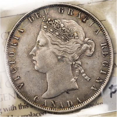 SOLD Canada 1872-H 50 Cents Half Dollar Silver Coin - ICCS VF-20