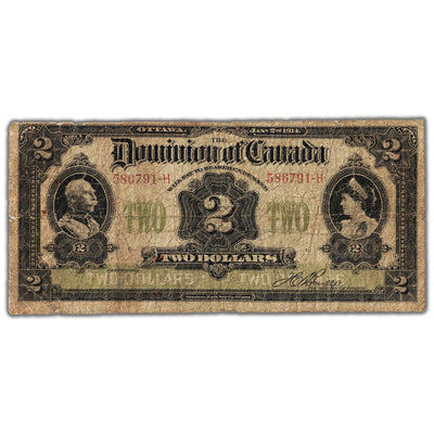 SOLD $2 1914 Dominion of Canada Note Series H DC-22a-i