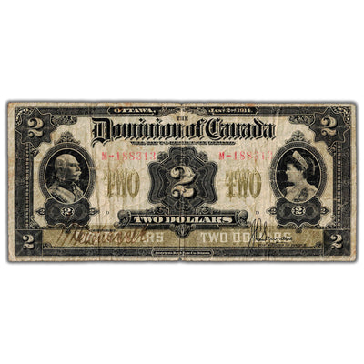 SOLD $2 1914 Dominion of Canada Note No Seal Series M DC-22c