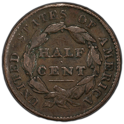 SOLD United States 1828 13 Stars 1/2 Half Cent Coin - Light Corrosion