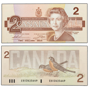 SOLD $2 1986 Bank of Canada Note EBX Replacement BC-55bA-i - Choice UNC