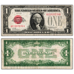 United States 1928 $1 Red Seal "Funny Back" Legal Tender Note - Fine+