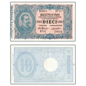 SOLD Italy 1915 10 Ten Lire Note P #20 - Crisp Abt. AU
