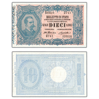 SOLD Italy 1915 10 Ten Lire Note P #20 - Crisp Abt. AU