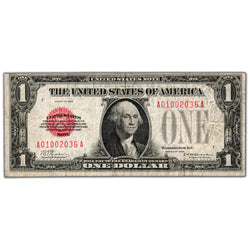 United States 1928 $1 Red Seal "Funny Back" Legal Tender Note - Fine+