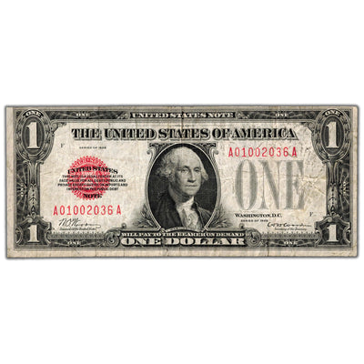 SOLD United States 1928 $1 Red Seal "Funny Back" Legal Tender Note - Fine+