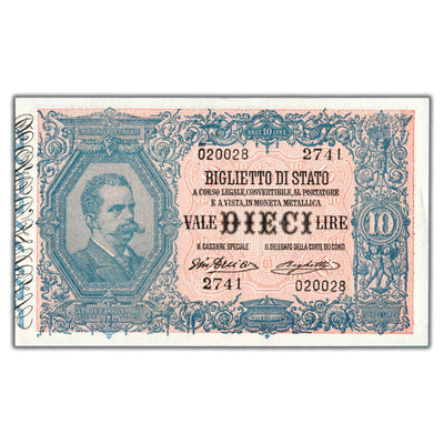 SOLD Italy 1915 10 Ten Lire Note P #20 - Crisp Abt. AU