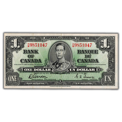 $1 1937 Bank of Canada Note Gordon-Towers H/M Prefix BC-21c - EF