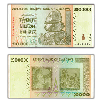 SOLD Zimbabwe 2008 20 Twenty Billion Dollar Note P #86 - Lightly Circulated