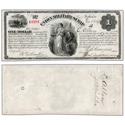 United States 1867 $1 Union Military Scrip Kansas Note