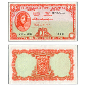 SOLD Ireland 1963 10 Ten Shillings Note P #63a - EF